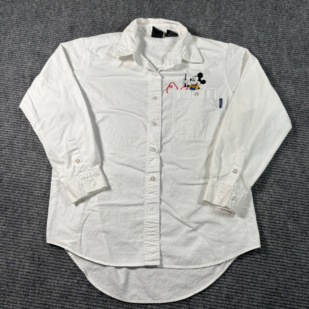 Mickey Unlimited Jerry Leigh White Button Down Shirt Embroidered Disney Mens S